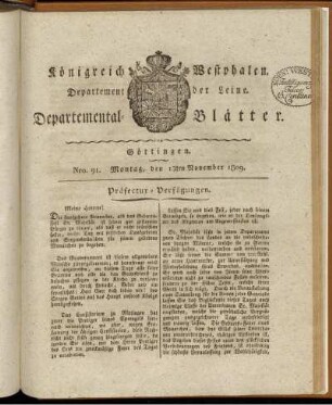 Nro 91. Montag, den 13ten November 1809 [-] Nro 104. Donnerstag, den 28ten December 1809