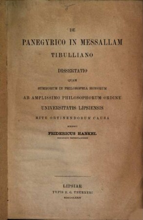 De Panegyrico in Messallam Tibulliano : Diss. inaug.