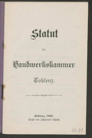 Statut der Handwerkskammer Coblenz