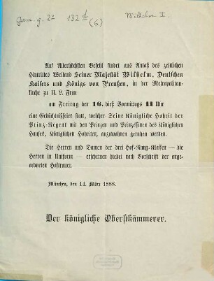 Sammlung von Schriften, welche sich auf den Tod Kaiser Wilhelm's I. beziehen, 6