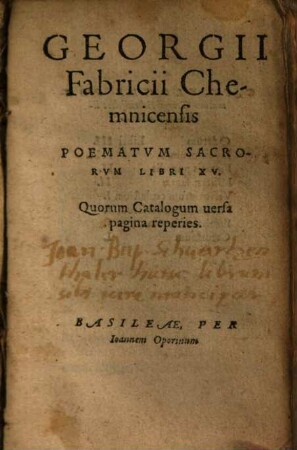 Georgii Fabricii Chemnicensis Poematum Sacrorum Libri XV
