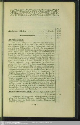 [Preisliste der Präparate]