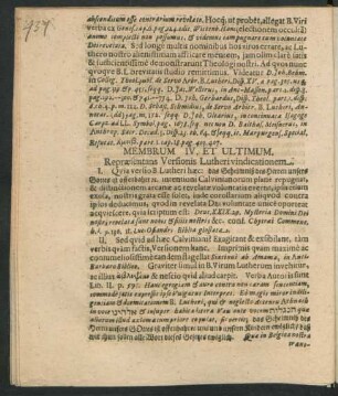 Membrum IV. Et Ultimum. Repraesentans Versionis Lutheri vindicationem.