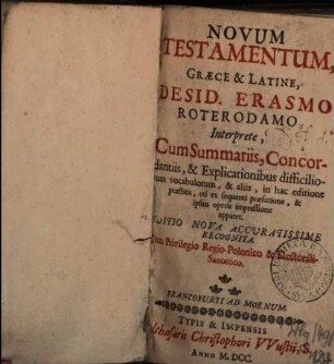 Novum Testamentum Graece & Latine
