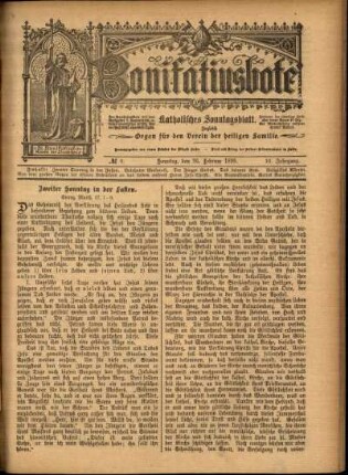 Erste Ausgabe vom Sonntag, den 26. Februar 1899.