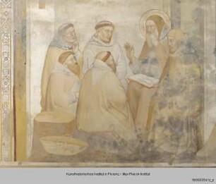 Freskenzyklus mit Szenen aus der Vita des heiligen Antonius : Der heilige Antonius unterweist Mönche und dem heiligen Antonius erscheint ein Engel : Der heilige Antonius unterweist Mönche