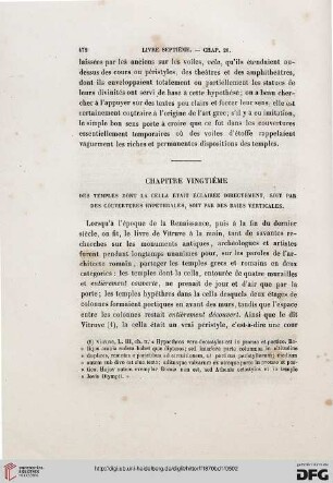 Chapitre vingtième. Des temples dont la cella était éclairée directement, soit par des couvertures hypéthrales, soit par des baies verticales