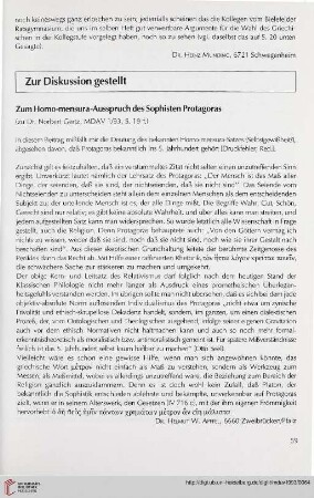 Zur Diskussion gestellt