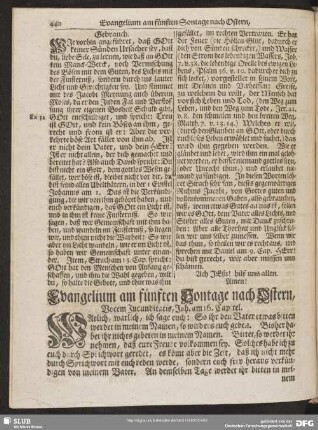 [Evangelium und Epistel am fünften Sontage nach Ostern, Vocem Jucunditatis]