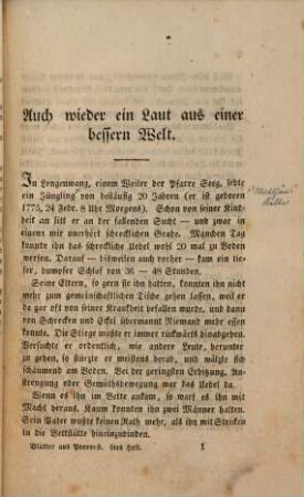 Blätter aus Prevorst : Originalien u. Lesefrüchte für Freunde d. inneren Lebens. 6, 6. 1835