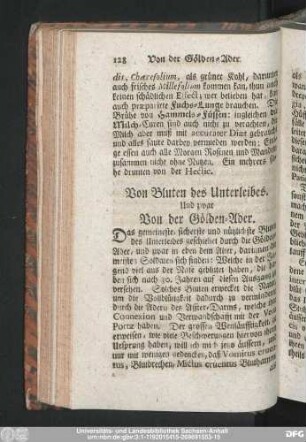 Von Bluten des Unterleibes. Und zwar Von der Gölden-Ader.