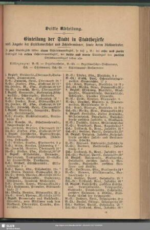 Dritte Abteilung. Einteilung der Stadt