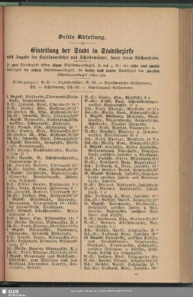Dritte Abteilung. Einteilung der Stadt