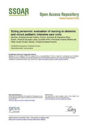 Sizing personnel: evaluation of nursing in obstetric and mixed pediatric intensive care units
