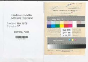 Entnazifizierung Adolf Berning , geb. 29.09.1907 (Ingenieur)