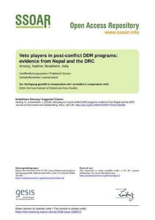 Veto players in post-conflict DDR programs: evidence from Nepal and the DRC
