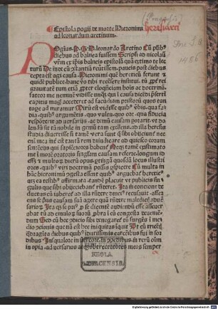 Epistula de morte Hieronymi Pragensis ad Leonardum Brunum