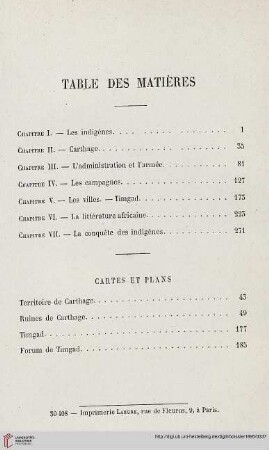 Table des matières