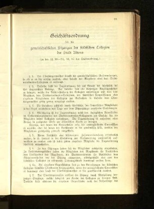 Geschäftsordnung für die gemeinschaftlichen Sitzungen der städtischen Collegien der Stadt Altona