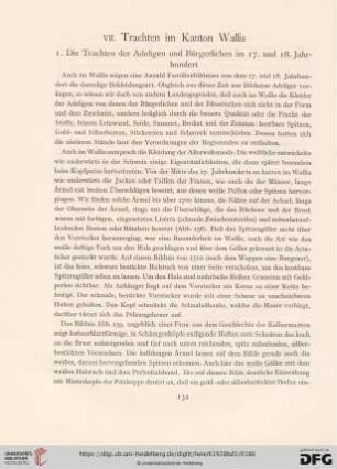 VII. Trachten im Kanton Wallis