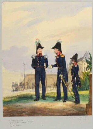 Stabsoffizier, Kadettencorps-Offizier und Kadett der Königlich Sächsischen Armee, aus: Das deutsche Bundesheer in charakteristischen Gruppen, Bd. 2 Sachsen u. a.