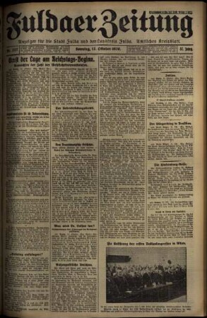 Erste Ausgabe vom Sonntag, den 12. Oktober 1930.