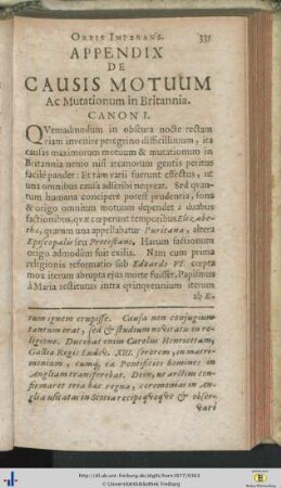 Appendix de causis motuum ac mutationum in Britannia.