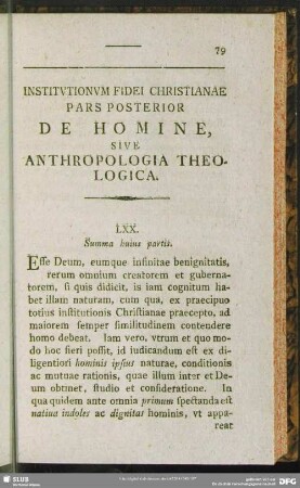 Institutionum Fidei Christianae Pars Posterior De Homine, Sive Anthropologia Theologica