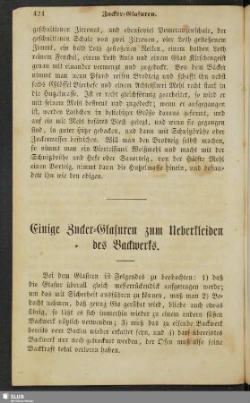 Einige Zucker-Glasuren zum Ueberkleiden des Backwerks