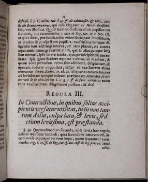 Regula III. In Contractibus, in quibus solius accipientis versatur utilitas ...