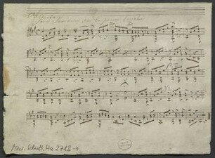 Valentine, V, pf, guit, Excerpts, Arr - BSB Mus.Schott.Ha 2713-4 : [heading:] [crossed out: Ch] Guitare // avec sourdine sur la prem. touche