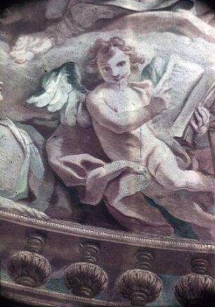 Die Heilige Dreifaltigkeit umgeben von Engeln und Heiligen