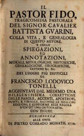 Il Pastor Fido : Tragicomedia Pastorale