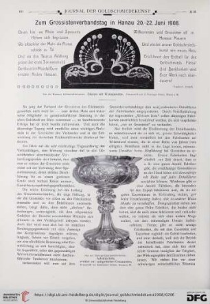 Zum Grossistenverbandstag in Hanau 20.-22 Juni 1908