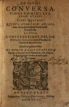 De civili conversatione : libri IV.