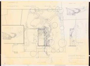Garten Therstappen, Brühl Neugestaltung: Badegarten Lageplan und 4 Schnitte 1:50