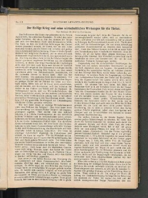 Der Heilige Krieg und seine wirtschaftliche Wirkungen für die Türkei.