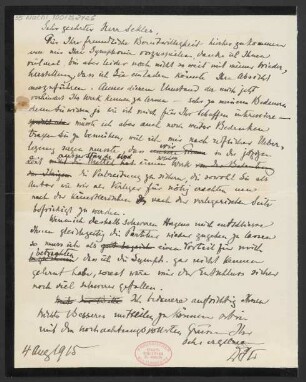 Brief an Bernhard Sekles : 04.08.1915