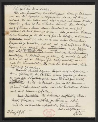 Brief an Bernhard Sekles : 04.08.1915