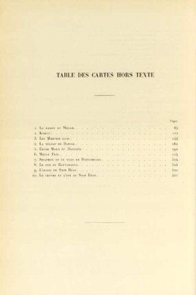 Table des cartes hors texte