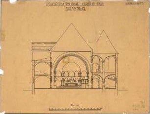 Fischer, Theodor; München - Schwabing; Prot. Kirche Schwabing (Erlöserkirche) - Querschnitt