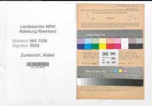 Entnazifizierung Walter Zumbroich , geb. 04.05.1910 (Forstmeister)