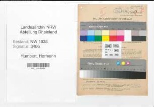 Entnazifizierung Hermann Humpert , geb. 18.03.1909 (Finanzbeamter)