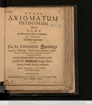 Decas Axiomatum Physicorum