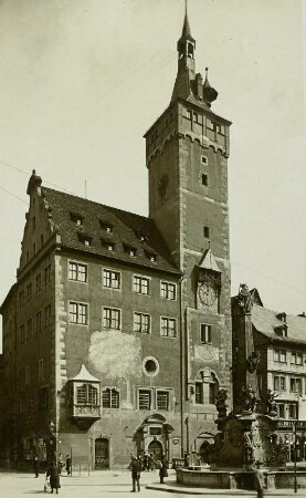 Würzburg, Rathaus : Würzburg. Rathaus und Marktbrunnen