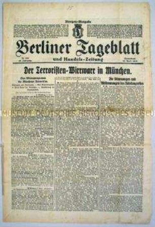 "Berliner Tageblatt" zur Münchner Räterepublik