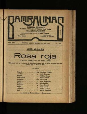 Rosa roja : comedia dramática en tres actos