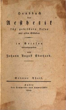 Handbuch der Aesthetik für gebildete Leser aus allen Ständen, 3