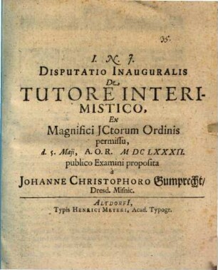 Disp. inaug. de tutore interi mistico