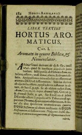 Liber Tertius Hortus Aromaticus.